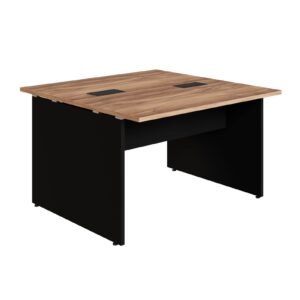 Mesa Pé painel para 2 pessoas 0,90m x 1,20m Nogal com Preto.